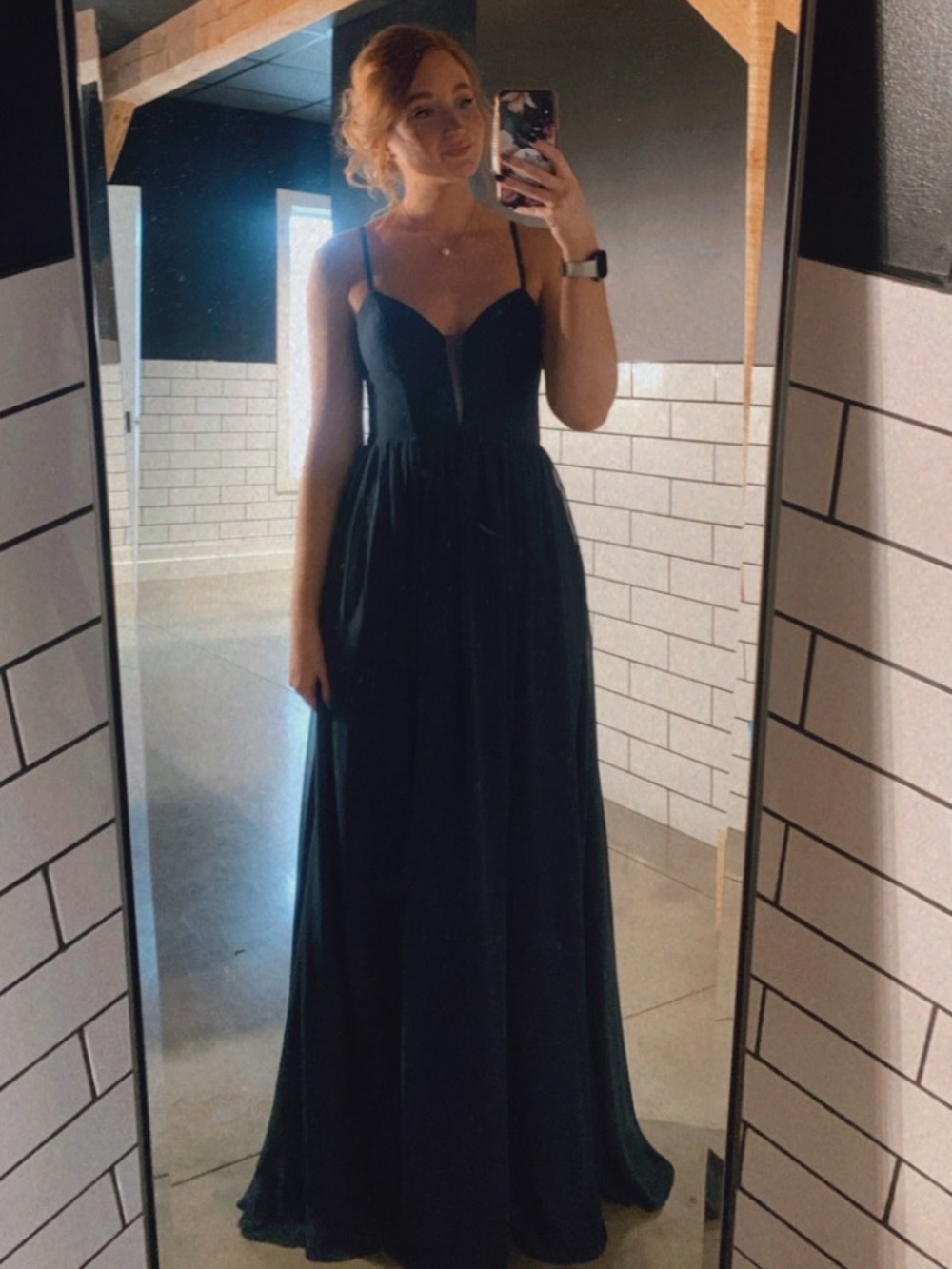 Navy Blue Spaghetti-Strap Evening Dress - Elegant A-Line Gown